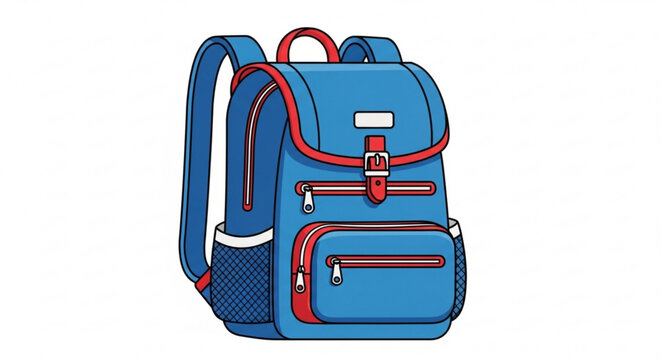 Blue and red school backpack, perfect for carrying books and supplies, ideal for students of all ages and grade levels