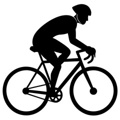 Naklejka premium Black silhouette of cyclist on vintage bicycle retro