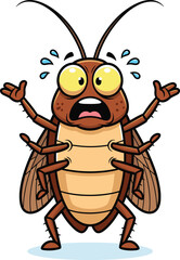 Funny cartoon cockroach character with surprised expression, upright pose, sweating face, ideal for educational, comedic, and insect-themed vector content