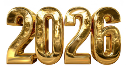 3D 2026 PNG Transparent Numbers for New Year Designs