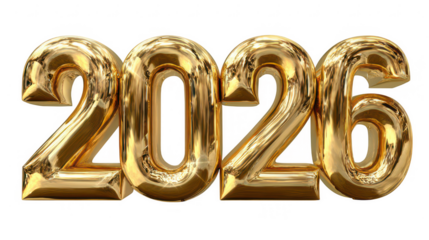3D 2026 PNG Transparent Numbers for New Year Designs