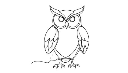 Fototapeta premium Simple line drawing of an owl