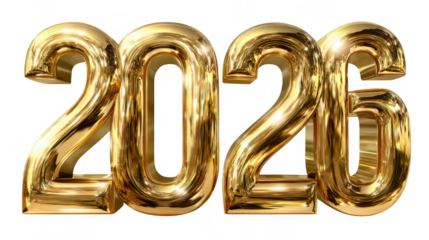 3D 2026 PNG Transparent Numbers for New Year Designs