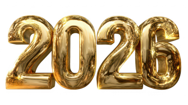 3D 2026 PNG Transparent Numbers for New Year Designs