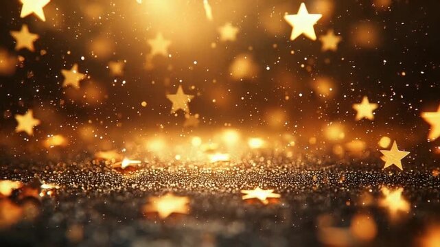 celestial gold stars and sparkles transition background video