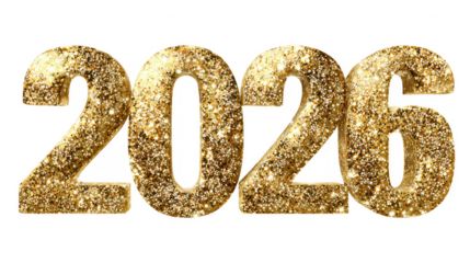 3D 2026 PNG Transparent Numbers for New Year Designs