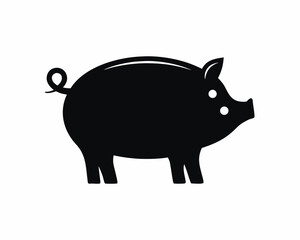 Pig farm animal silhouette vector isolated on white background