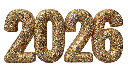 3D 2026 PNG Transparent Numbers for New Year Designs