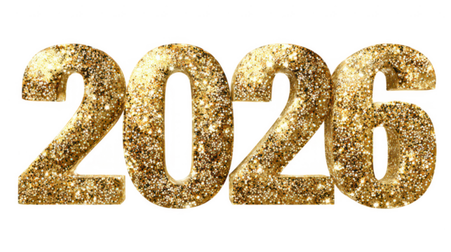 3D 2026 PNG Transparent Numbers for New Year Designs