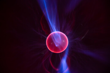 Plasma globe with electric discharges and filaments