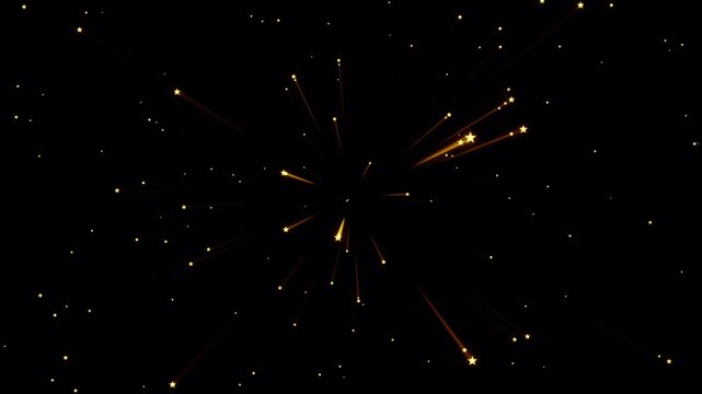 Exploding golden particle burst effect on transparent alpha channel, ideal for fireworks, celebration, motion graphics, and video editing projects.