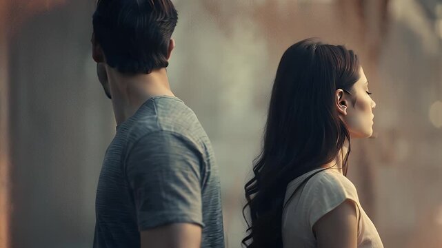 Man walking away from partner while woman standing in sorrow  