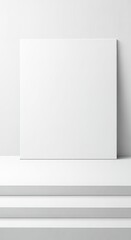 Blank White Picture Frame Mockup on Minimalist Platform for Display and Presentation Design