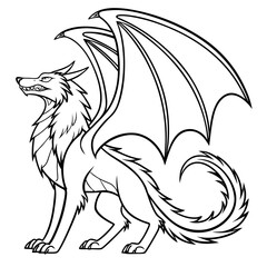 Dragon Wolf Hybrid Coloring Book Wolf dragon mythical warrior beasts