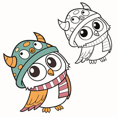 Monster Owls Coloring Pages Kawaii owls
