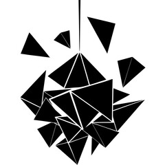 Sharp geometric shards suspended in air bold black