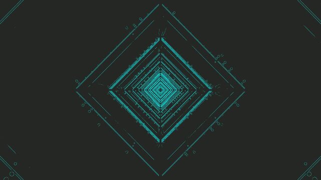 AI-generated abstract of concentric neon diamonds creating a digital tunnel with geometric symmetry