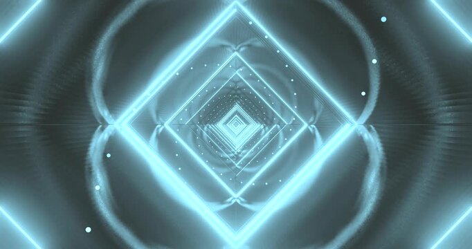 AI-generated abstract of glowing diamonds and light waves forming a tunnel of symmetry and depth