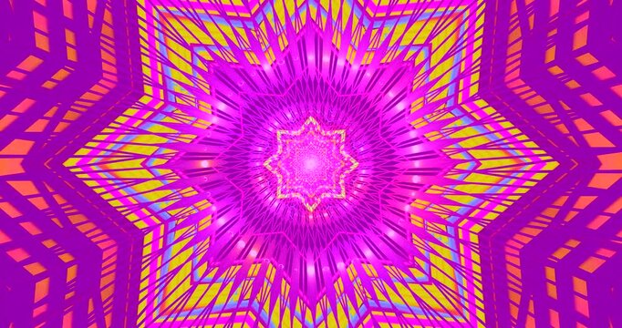 AI-generated abstract colorful geometric patterns in a radiant star formation with glowing effects