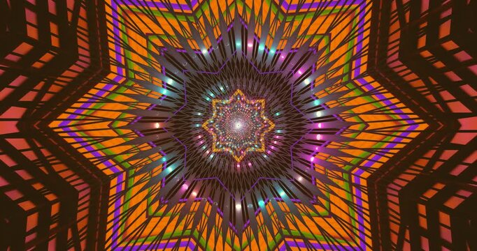 An AI-generated abstract glowing star pattern with vibrant hues in digital artwork