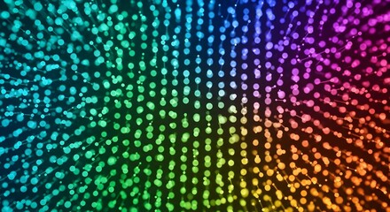 Vibrant abstract digital background featuring glowing rainbow-colored connected dots in a futuristic network pattern, symbolizing data, technology, and connectivity.
