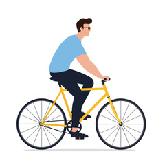 Man riding bicycle profile view