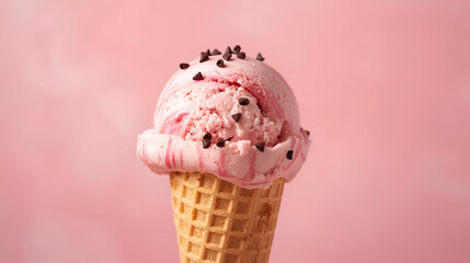 Ice cream cone decorative sculpture isolated on white background in modern glossy stylish design
