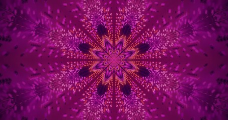 AI-generated abstract purple and orange kaleidoscopic pattern with intricate geometric shapes - Powered by Adobe