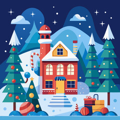 winter landscape with house