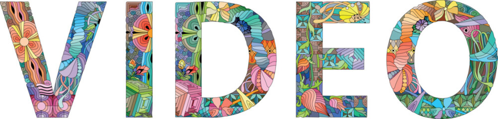 Word VIDEO. Colorful typography text banner for any purpose.