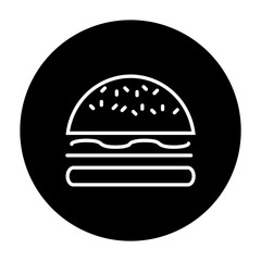 black and white illustration of burger icon