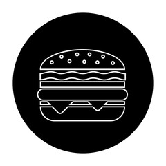 black and white illustration of burger icon