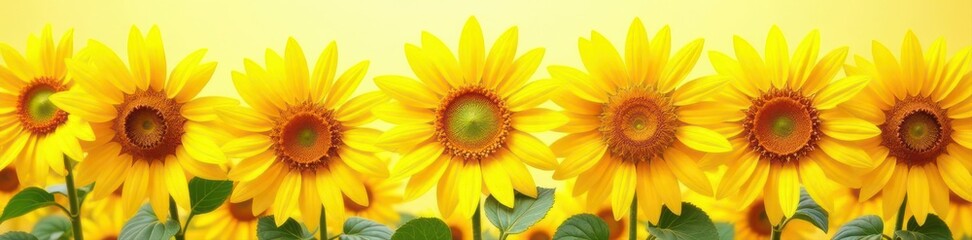 Obraz premium Vibrant sunflowers isolated, sunny yellow petals, sunflowers, floral, botany