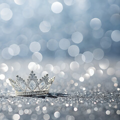 Silver glitter background with shimmering metallic effect and soft bokeh