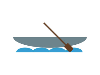 波の上を走るカヌー、カヤック、ボートのアイコンのイラスト