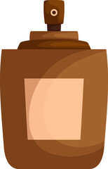 Brown Container with a Spray Nozzle and a Rectangular Pale Label, a Simple Graphic.