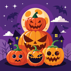 Happy Halloween Pumpkin Set, vector illustration