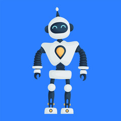 Friendly Automated Assistant. A CartoonStyle Illustration of a Robot Figure.
