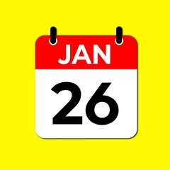 January 26 Day Calendar Vector illustration | January day Calendar Page
