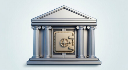 Bank vault with columns, symbolizing financial security, investment protection, and the safeguarding of assets in a secure and trustworthy institution