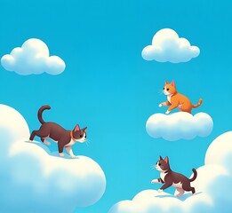 Nature clouds and cats .cats are playing 