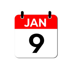January 9 Day Calendar Vector illustration | January day Calendar Page