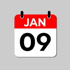 January 9 Day Calendar Vector illustration | January day Calendar Page