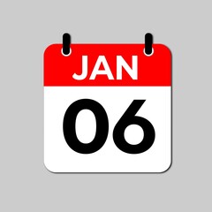 January 6 Day Calendar Vector illustration | January day Calendar Page