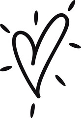 Black-and-white handdrawn heart vector illustration