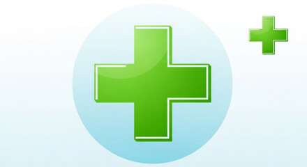 Obraz premium Green plus sign, a medical symbol representing health, aid, and addition, ideal for healthcare, emergency, and positive concepts