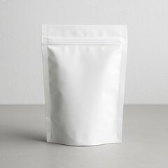 Clean, blank white stand up pouch for food, coffee or product packaging mockups © Kashaf