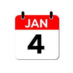 January 4 Day Calendar Vector illustration | January day Calendar Page