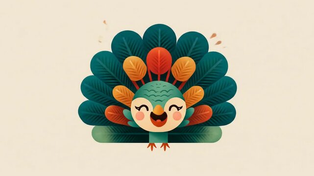 Cute cartoon peacock illustration