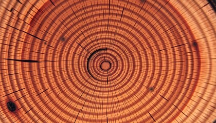 Fototapeta premium Close-up of a tree trunk showing the tree rings, a pattern of concentric circles.